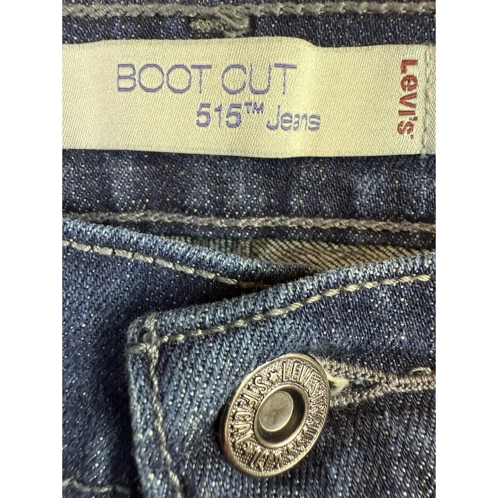 Levi's 515 Women's Jeans 14M Blue Stretch Denim Bootcut Mid Rise‎ Embellished